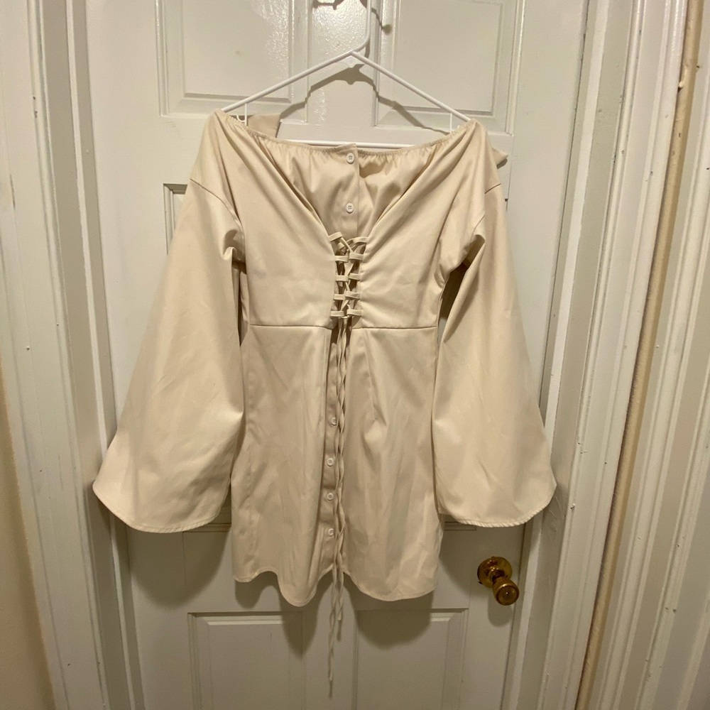SHEIN Cream Long Sleeve Dress